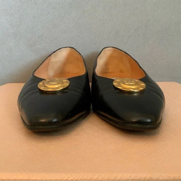 Authentic Celine Paris Leather Flat Loafer Black Rare Vintage Size 5.5 - Picture 7 of 14